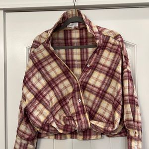 Flannel short waisted slouch Blouse